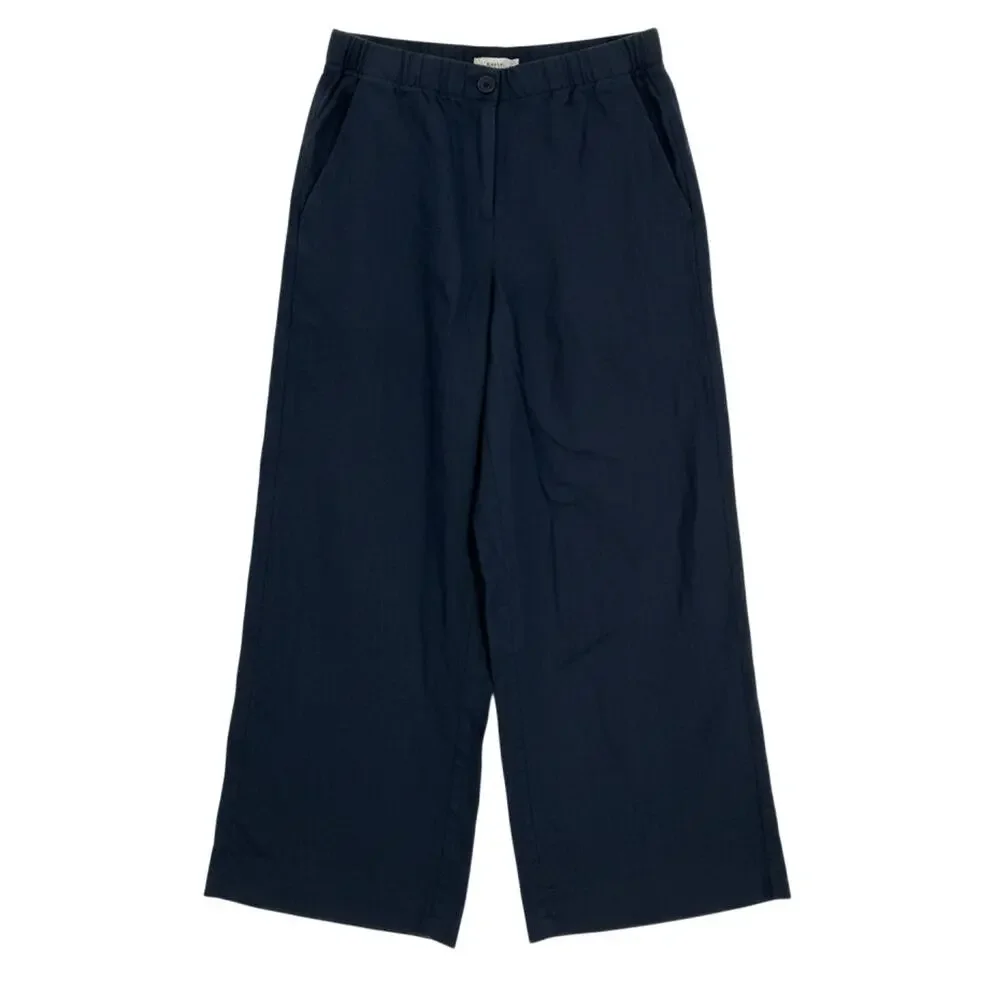 Banana Republic High-Rise Wide-Leg Blue Linen Pull-On Pants Size S